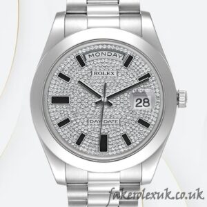 Rolex Day-Date Men's 218206 41mm VR Factory Silver-tone Automatic