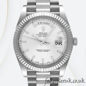 Rolex Day-Date 41mm VR Factory 218239 Men's Silver-tone White Dial