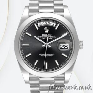 Rolex Day-Date 40mm VR Factory m228206-0031 Men's Silver-tone Black Dial